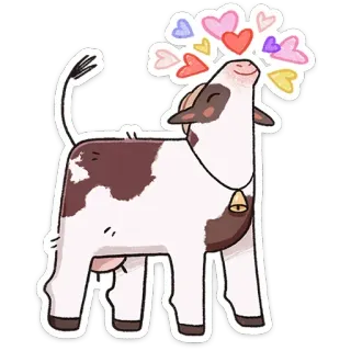 ☺️ 01bdc5c7 vache, coeurs, animal, amour, mignon, ferme, dessin animé telegram sticker
