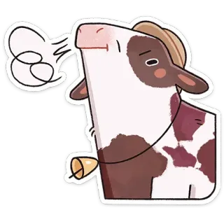 😤 2092dede vache, animal, autocollant, dessin animé, endormi, animal de ferme, chapeau telegram sticker