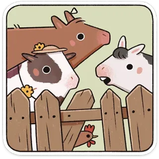 😳 fc281594 animaux, ferme, vache, cheval, poulet, clôture telegram sticker