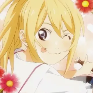 😉 e4dcea40 Kaori Miyazono Your Lie in April Аниме, Девушка, Блондинка, Подмигивание, Скрипка, Каори, Твоя апрельская ложь whatsapp sticker