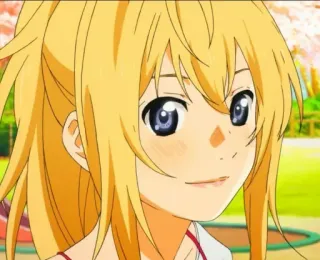 🙂 ff91df00 Kaori Miyazono Your Lie in April Аниме, девушка, блондинка, портрет, мультфильм whatsapp sticker