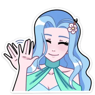 👋 fbf39a71 girl, wave, cute, cartoon, anime, flower telegram sticker