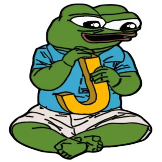 ℹ️ 1e628f20 Pepe the Frog J Pepe, frog, meme, alphabet, letter J, cartoon telegram sticker