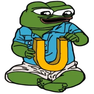 ⏬ 629fc2af Pepe the Frog U pepe, frog, letter U, internet meme, cartoon telegram sticker