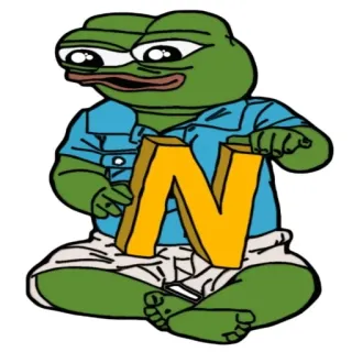 🆖 63a237ce Pepe the Frog N pepe, frog, internet meme, cartoon, character, letter N telegram sticker