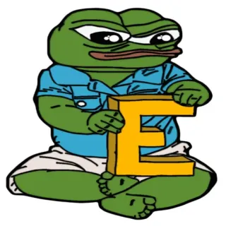 🆚 e055acfb Pepe the Frog E Pepe, frog, meme, internet meme, E, cartoon telegram sticker