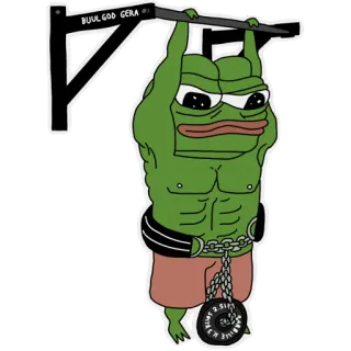 🏋️‍♀️ 2cc350f9 Pepe the Frog BUUL GOD GERA #1 pepe, กบ, ออกกำลังกาย, ยกน้ำหนัก, มีม whatsapp sticker