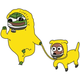 😊 44b92111 Pepe the Frog เปเป้, หมา, สีเหลือง, มีม, การ์ตูน, กบ whatsapp sticker