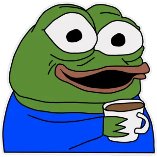 ☕️ 55c6fe84 Pepe the Frog มีม, กบ, เปเป้, กาแฟ whatsapp sticker