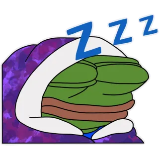 💤 636189dd Pepe the Frog ZZZ เปเป้, กบ, นอนหลับ, มีม, zzz, เหนื่อย, ผ้าห่ม whatsapp sticker
