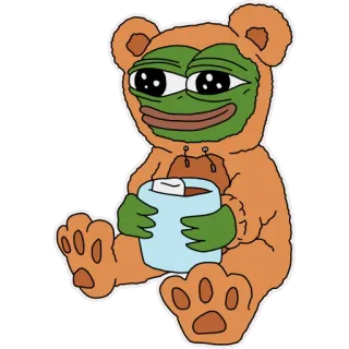 ☕️ 7c89c667 Pepe the Frog เปเป้, กบ, มีม, หมี, น่ารัก, คาวาอิ, มาร์ชเมลโลว์, ช็อกโกแลตร้อน whatsapp sticker