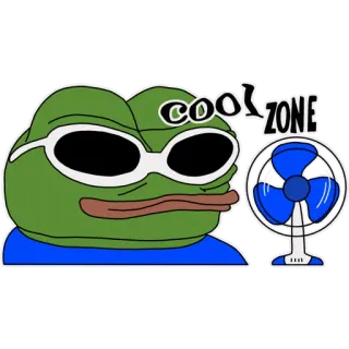 😎 832ad9e4 Pepe cool zone เปเป้, เท่, เขต, กบ, แว่นกันแดด, แฟน whatsapp sticker