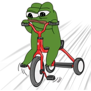 🚲 b7395c41 Pepe the Frog เปเป้, กบ, มีม, รถสามล้อ whatsapp sticker
