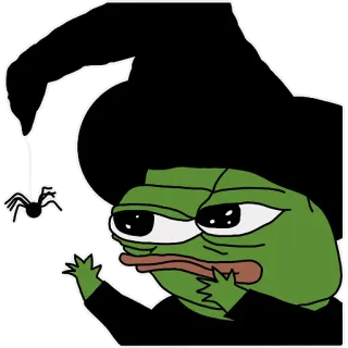 🕷️ d4c2e32a Pepe the Frog เปเป้, กบ, แม่มด, ฮาโลวีน, มีม whatsapp sticker