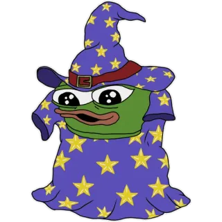 ✨ ea003875 Pepe the Frog เปเป้, พ่อมด, กบ, การ์ตูน, เวทมนตร์, มีม whatsapp sticker