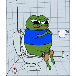 🚽 f0b1c1dc Pepe the Frog เปเป้เดอะฟร็อก, ห้องน้ำ, มีม, ห้องอาบน้ำ whatsapp sticker