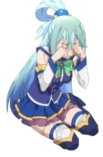 😭 5556e89c Aqua Konosuba Anime, Desenho animado, Chorando, Triste, Feminino, Aqua telegram sticker
