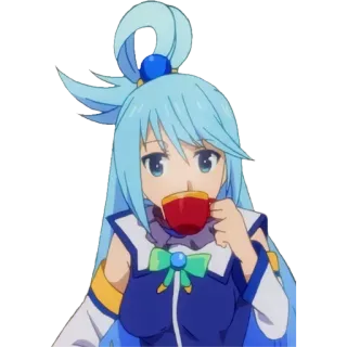 ☕️ 5b9181df Aqua Konosuba Anime, Aqua, Konosuba, Desenho animado, Bebendo, Chá telegram sticker