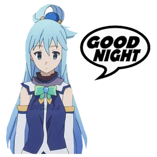 🛌 2d320776 Aqua Konosuba GOOD NIGHT anime, good night, konosuba, aqua, anime girl, blue hair, sleeping telegram sticker