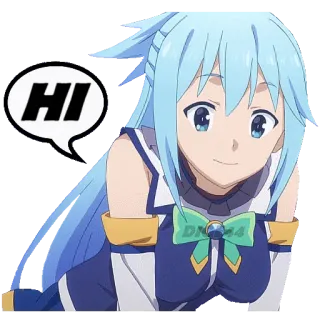 👋 a6bb0145 Aqua Konosuba HI anime, girl, cute, hello, greeting telegram sticker