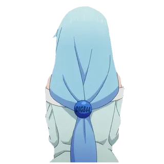 😒 f0b07c5b DIGE44 anime, girl, blue hair, hair tie, back view, illustration telegram sticker