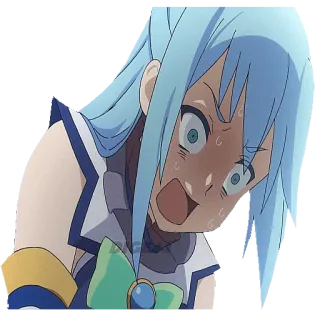 😨 f3de8050 Aqua KonoSuba anime, konosuba, aqua, funny, shocked, reaction, anime girl telegram sticker