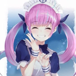 👾 21044651 Minato Aqua Anime, Vtuber, Maid, Idol, Kawaii, Cabelo Rosa whatsapp sticker