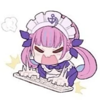 🔮 3e07fc2f Minato Aqua Anime, VTuber, Minato Aqua, Teclado, Fofo, Bravo whatsapp sticker