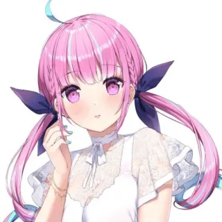 🔮 45c14d08 Minato Aqua Anime, VTuber, Fofo, Cabelo rosa, Idol, Garota anime whatsapp sticker