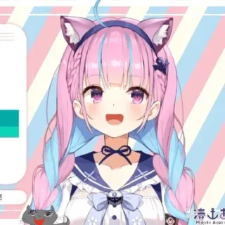 👾 d956843d Minato Aqua Anime, VTuber, Garota anime, Orelhas de gato, Fofo, Minato Aqua whatsapp sticker