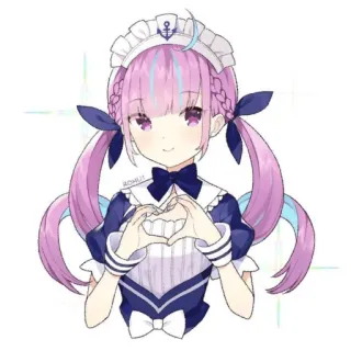 👾 e9c01199 Anime, Maid, Fofo, Kawaii, Coração, Desenho animado, Ilustração whatsapp sticker