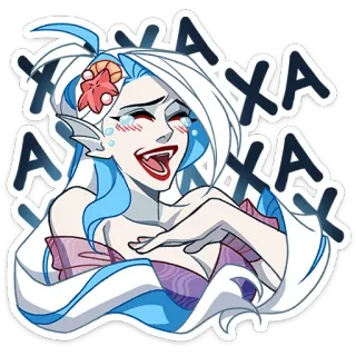 😆 03484f9c XA XA XA русалка, смех, счастливый, мультфильм, морское существо, выражение, радость telegram sticker