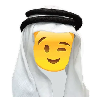 😉 136d8ce1 Emoji, Zwinkern, Arabisch, Kufiya, Kopftuch telegram sticker