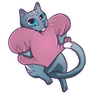❤️ 00976b90 gato, coração, animal, amor, fofo, desenho animado telegram sticker