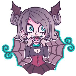 😍 095198e3 morcego, gótico, fofo, adesivo, desenho animado, assustador, personagem, feminino telegram sticker