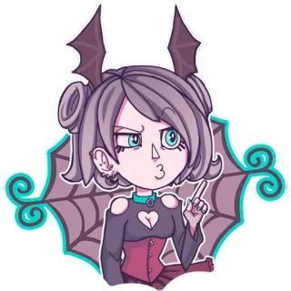 😫 7ce5aa56 gótico, anime, desenho animado, dedo do meio, morcego, demônio telegram sticker