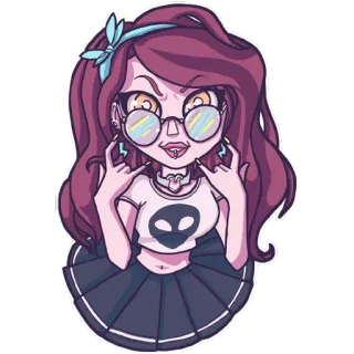 🤘 9289dbed Desenho animado, Garota, Alien, Óculos, Saia, Gótico pastel, Fofo telegram sticker
