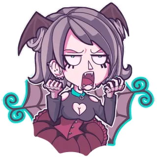 😤 b3c32bb0 garota morcego, garota monstro, gótico, fofo, desenho animado telegram sticker