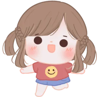 🧸 04318e27 Cartone animato, Carino, Ragazza, Sorriso, Illustrazione, Personaggio telegram sticker