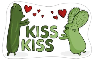 😘 6ebae376 KISS KISS bisou, amour, concombre, lapin, mignon, coeurs whatsapp sticker