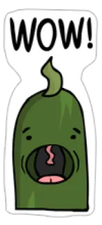 💂 9075c9a5 WOW! courgette, légume, mignon, dessin animé, wow, autocollant whatsapp sticker