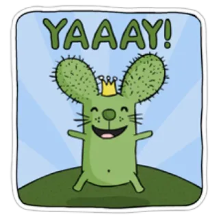 😼 97f08fdb YAAAAY! cactus, dessin animé, joyeux, fête, mignon, illustration whatsapp sticker