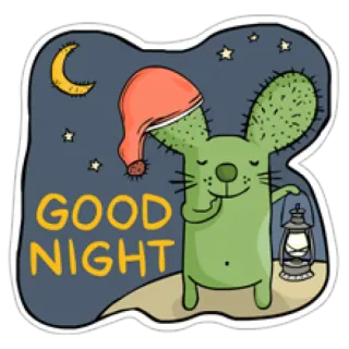 💩 b227c2fa GOOD NIGHT bonne nuit, dessin animé, personnage, sommeil, lune, étoiles, mignon whatsapp sticker