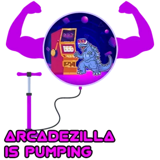 💵 1dc09517 ARCADEZILLA IS PUMPING 街机, 怪物, 健身房, 锻炼, 哥斯拉, 老虎机, 力量, 泵铁 whatsapp sticker