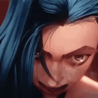 😠 0f28ab66 Jinx Arcane jinx, arcane, league of legends, llorando, triste, pelo azul whatsapp sticker