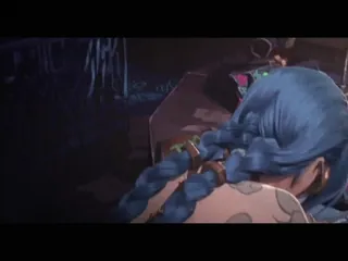 😁 71a9ef89 Jinx Arcane Jinx, Arcane, League of Legends, rambut biru, animasi telegram sticker