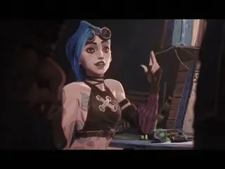 😂 9b0d96f3 Jinx Arcane Jinx, Arcane, League of Legends, karakter, rambut biru telegram sticker