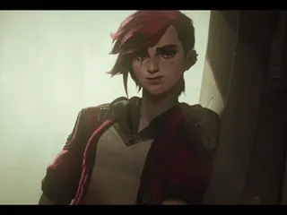 😅 d7f69882 Vi Arcane anime, rambut merah, animasi, karakter, perkelahian telegram sticker