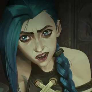 🕳 8af85009 Jinx Arcane Джинкс, Аркейн, Лига Легенд, Синие волосы, Мультфильм, Женщина telegram sticker