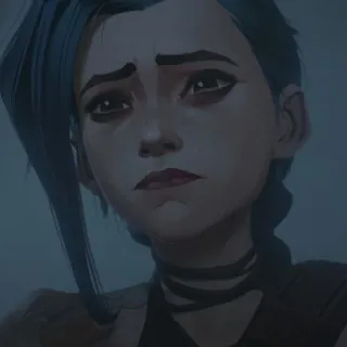 🕳 f7dd2150 Jinx Arcane джинкс, аркейн, грустный, мультфильм, персонаж telegram sticker